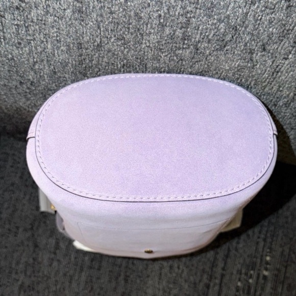 Coach Bleecker Bucket Bag 21 & Pouch in Brass/Violet Mist Purple Suede NWT